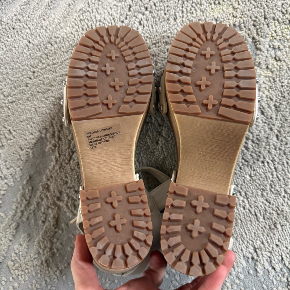 Anne Klein Loris White block heels platform wedge Sandals summer shoes 8 - Picture 7 of 10